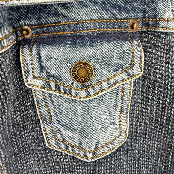 PBJ Blues Denim Knit Vest Size XL Western Y2K Vintage Layering Top - Picture 4 of 9